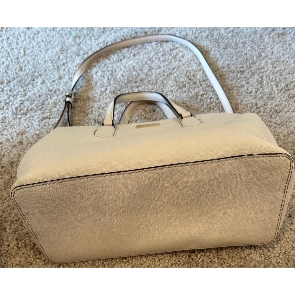 Kate Spade New York Laurel‎ Way Reese Saffiano Leather Satchel Bag Cream Beige